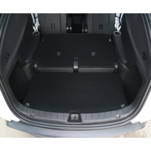 SUV cargo area with rear seats folded flat to create a large loading space