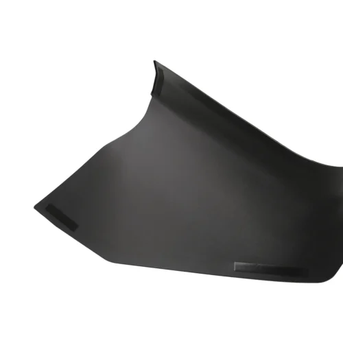 Curved black plastic panel with Velcro tabs along the edges.
