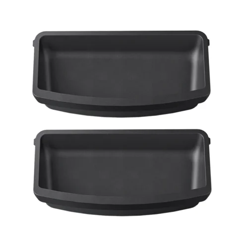 Two dark gray rectangular baking pans with rounded corners, stacked one above the other.