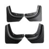 Set of four black car mud flaps (two front, two rear) shown side by side for installation